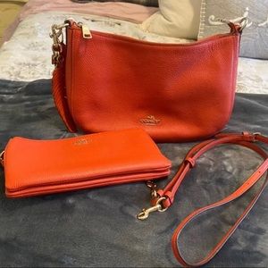 Coach crossbody and matching double zip wallet